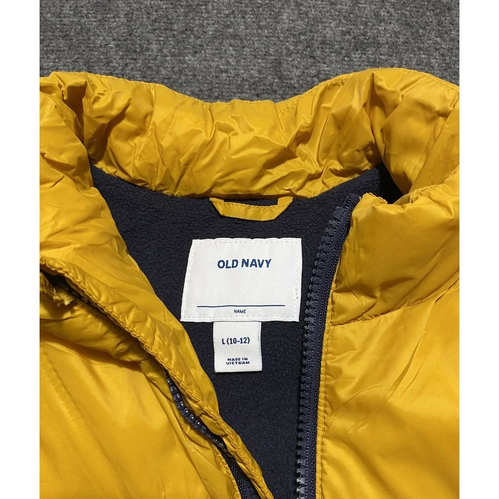 Old Navy Boys Gold Navy Blue Full Zip Puffer Vest Size L 10/12